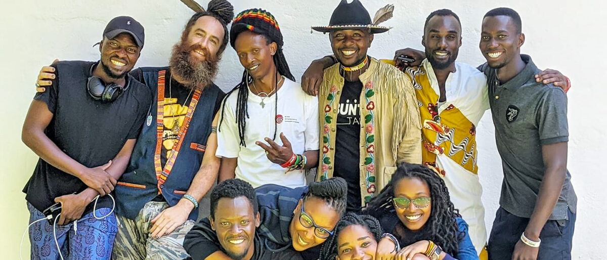 KK & Ruganzu Bruno leading a Art Residency Workshop at KAN Festival in Tanzania
